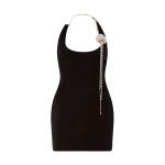 David Koma Crystal Flower On Shoulder Mini Dress