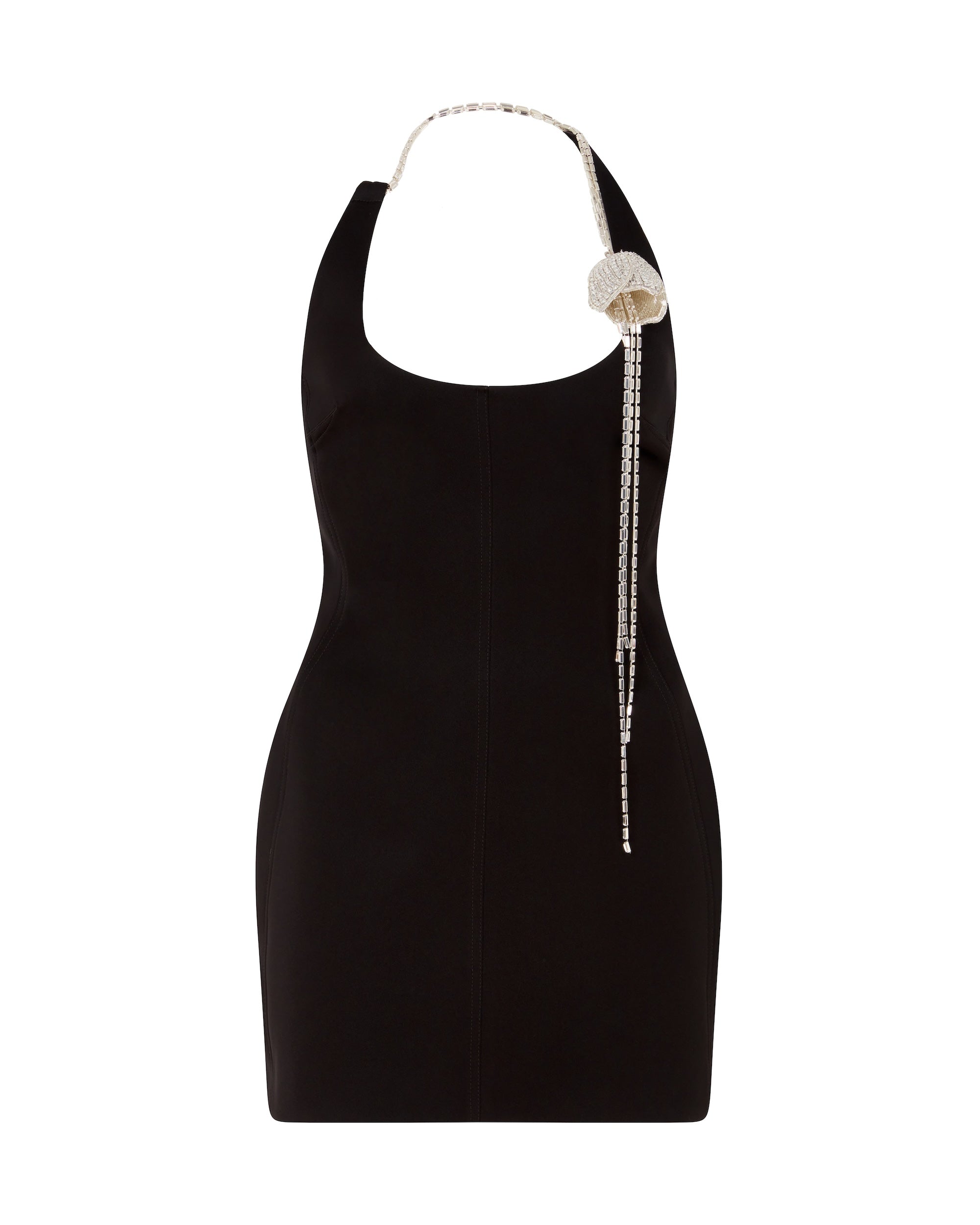 David Koma Crystal Flower On Shoulder Mini Dress
