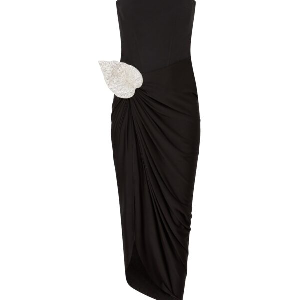 David Koma Crystal Leaf And Draped Skirt Corset Dress