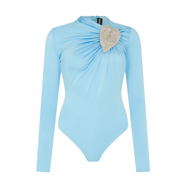 David Koma Crystal Leaf And Ruched Detail Bodysuit