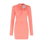David Koma Crystal Leaf And Ruched Detail Mini Dress