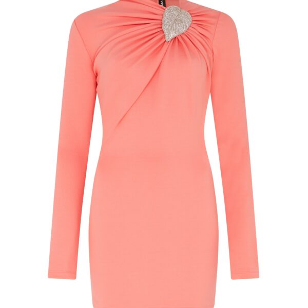 David Koma Crystal Leaf And Ruched Detail Mini Dress