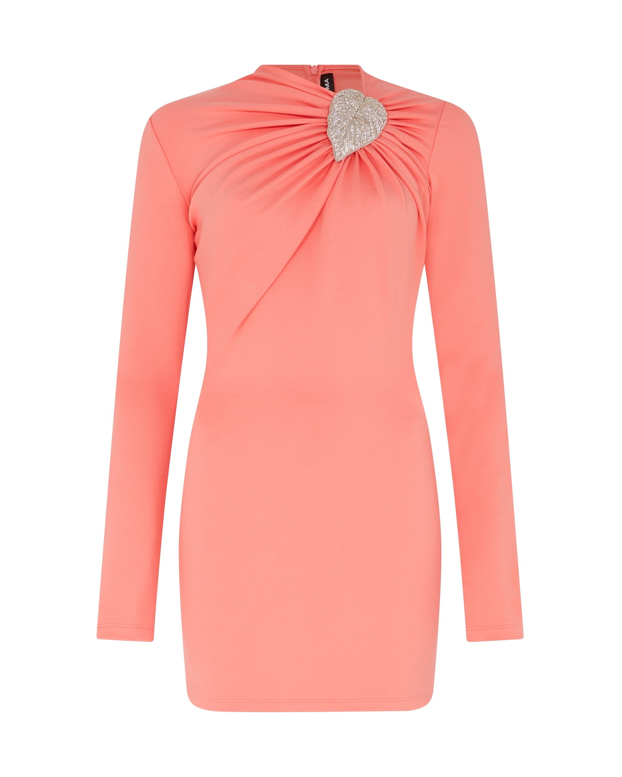 David Koma Crystal Leaf And Ruched Detail Mini Dress