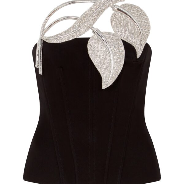 David Koma Crystal Leaf Corset Top