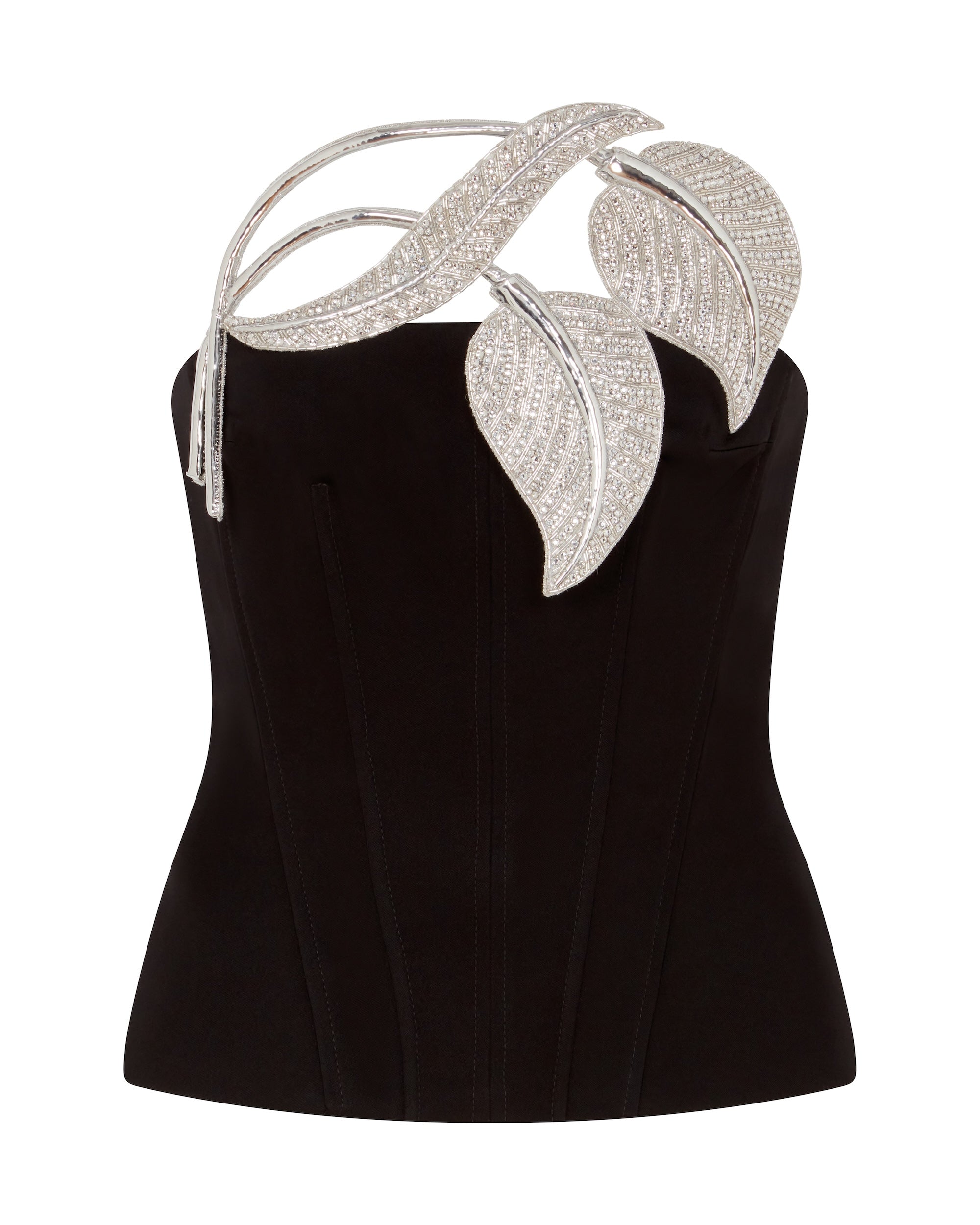 David Koma Crystal Leaf Corset Top