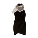 David Koma Crystal Leaf Neckline Mini Dress