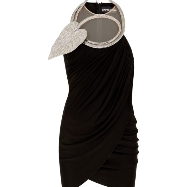 David Koma Crystal Leaf Neckline Mini Dress