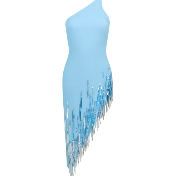 David Koma Gradient Sequin One Shoulder Midi Dress