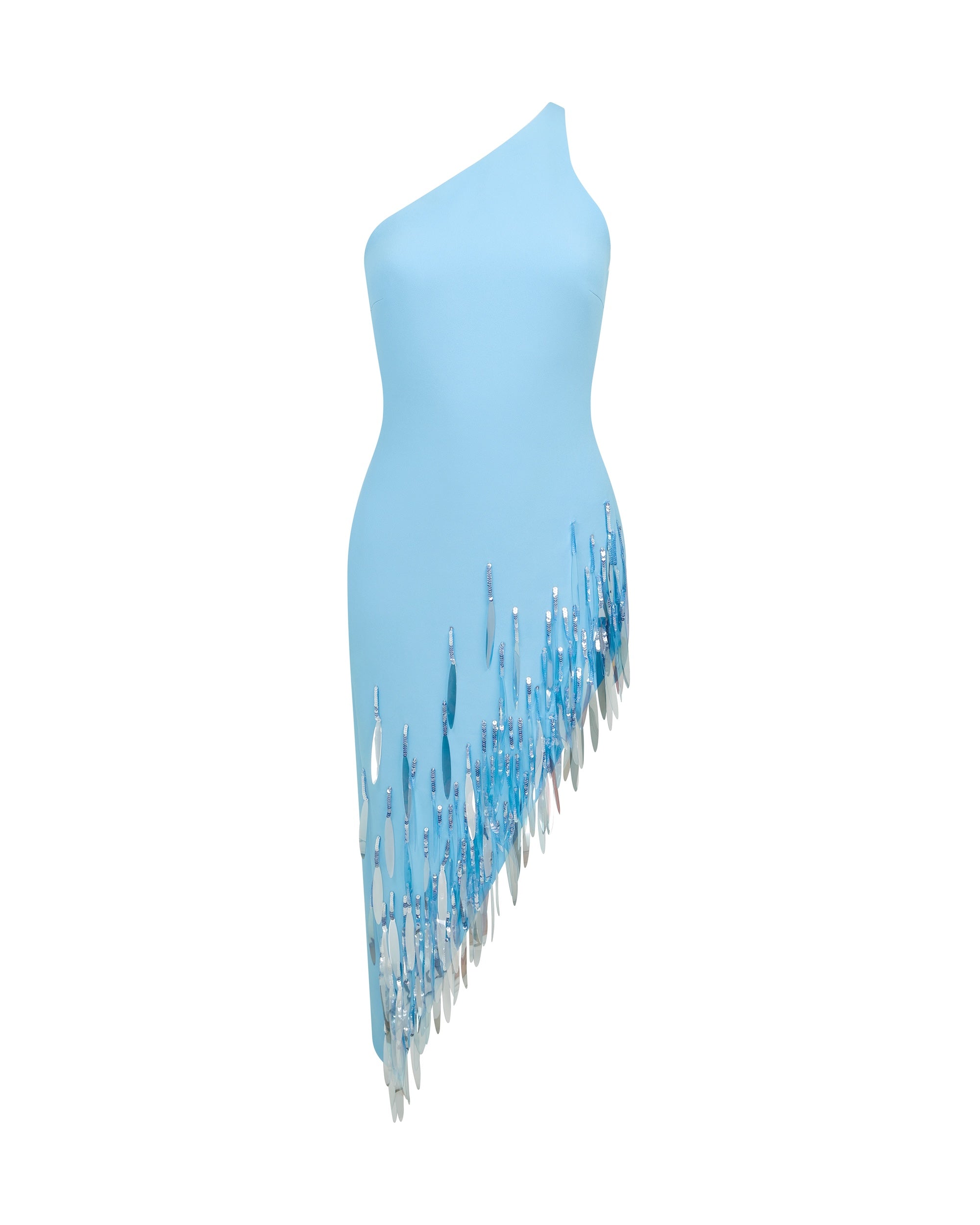 David Koma Gradient Sequin One Shoulder Midi Dress