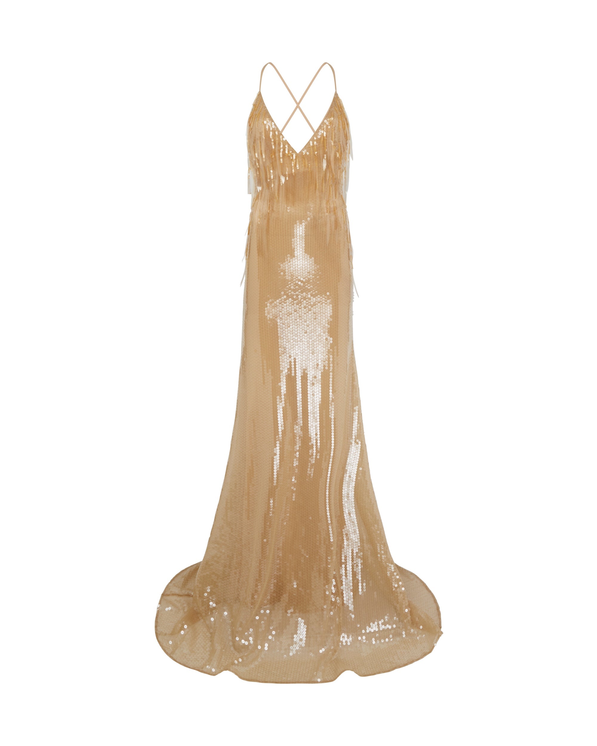 David Koma Gradient Sequin V Neck Gown