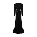 David Koma Leather Leaf And Side Cut-Out Gown