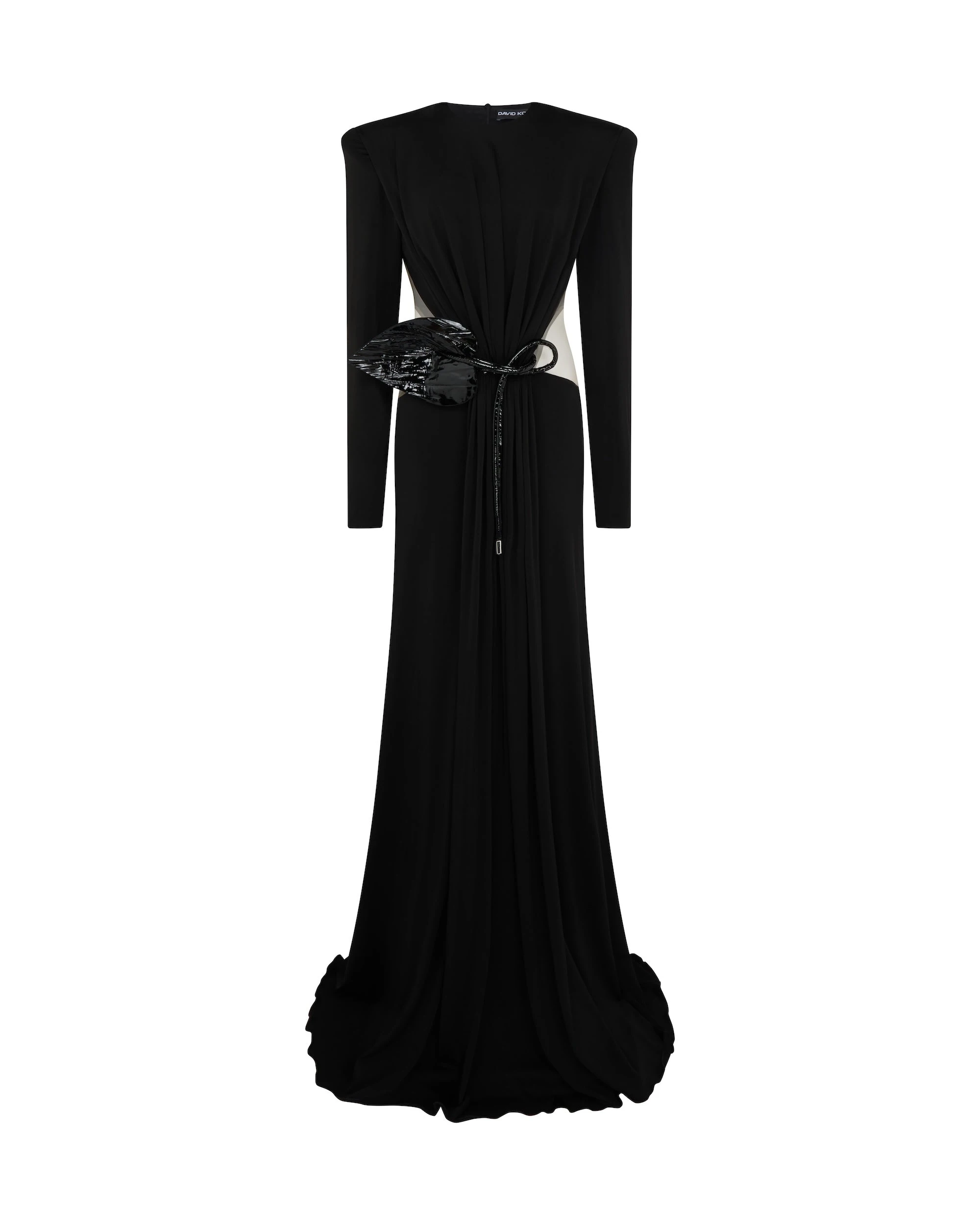 David Koma Leather Leaf And Side Cut-Out Gown David Koma Leather Leaf And Side Cut-Out Gown