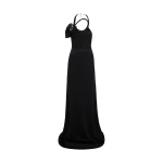 David Koma Leather Leaf Halter Neck Gown