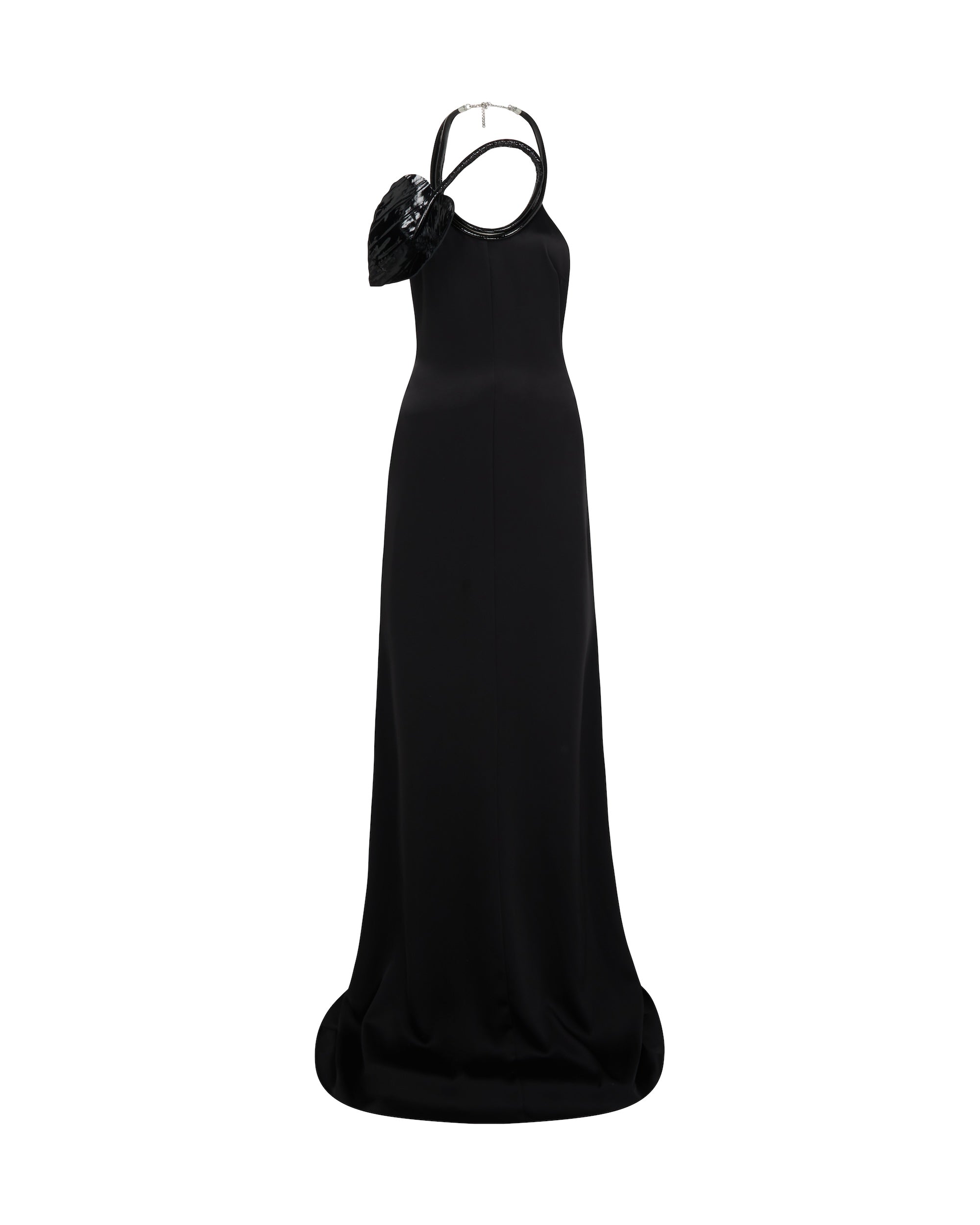 David Koma Leather Leaf Halter Neck Gown