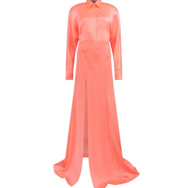 David Koma Open Leg Satin Shirt Gown