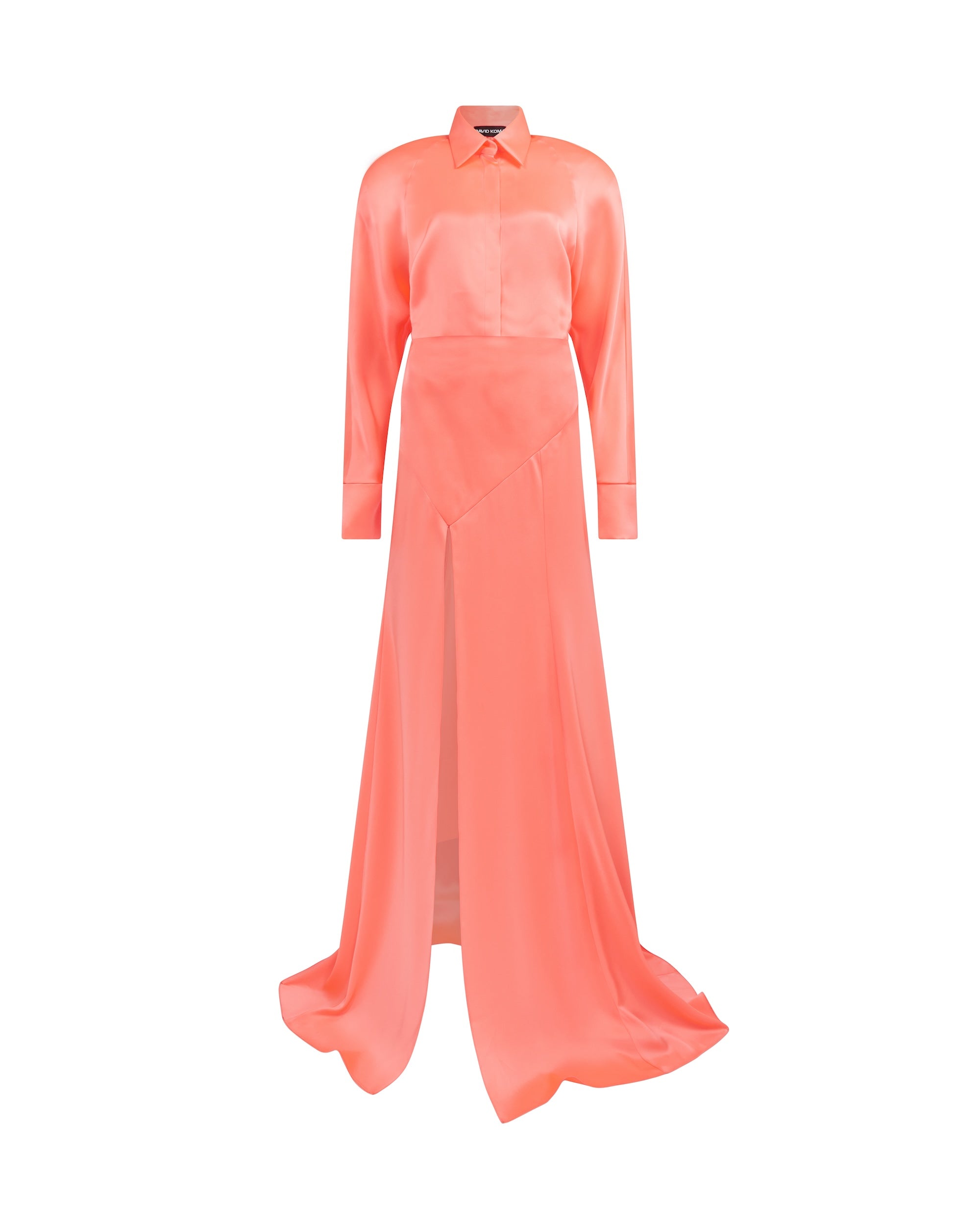 David Koma Open Leg Satin Shirt Gown