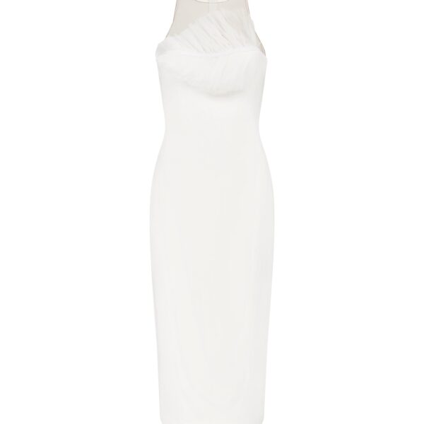 David Koma Pleated Leaf Midi Dress