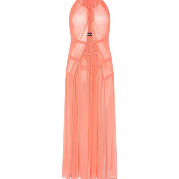 David Koma Ruched Halterneck Mesh Top