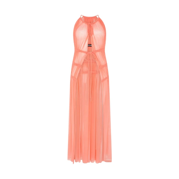 David Koma Ruched Halterneck Mesh Top