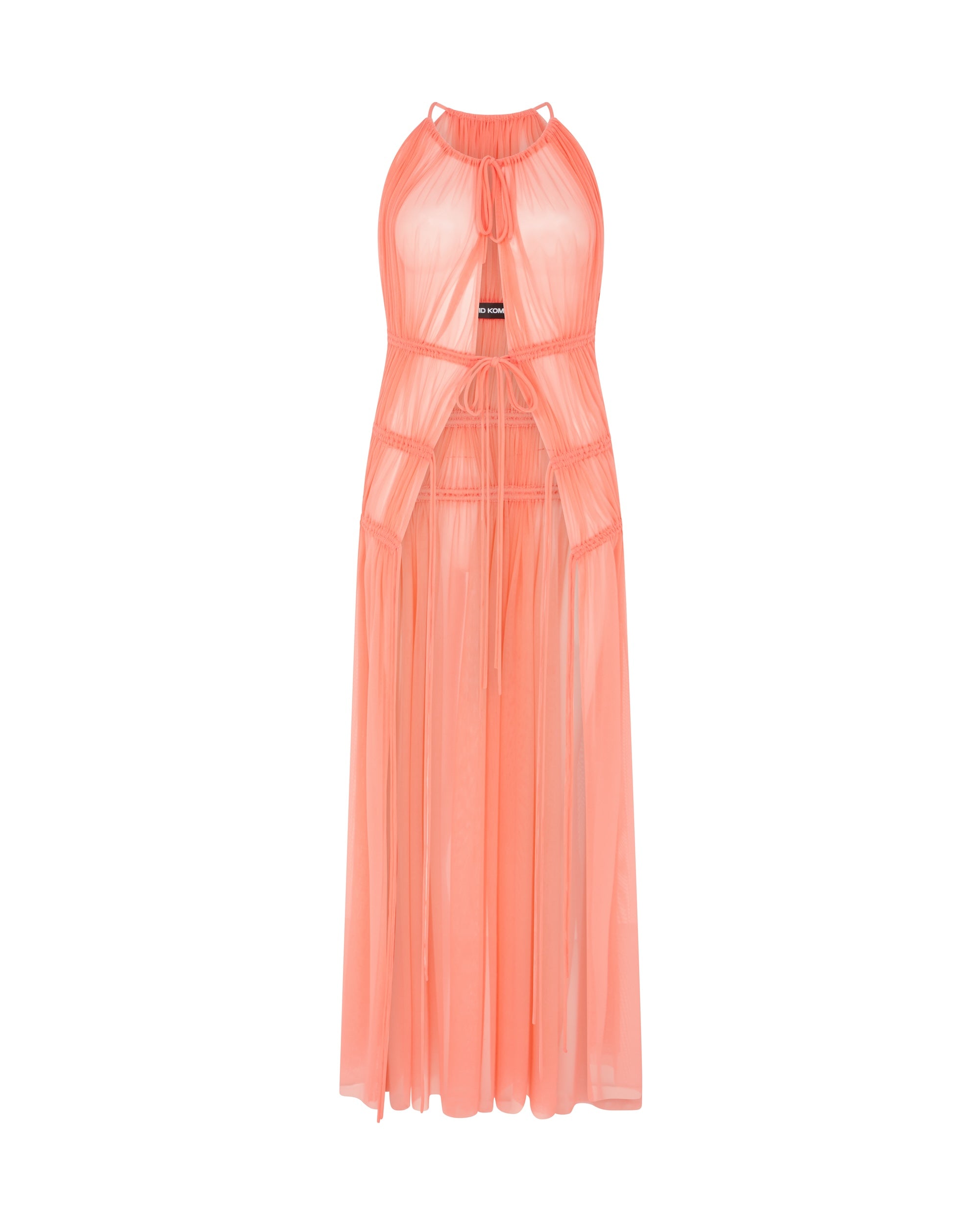 David Koma Ruched Halterneck Mesh Top