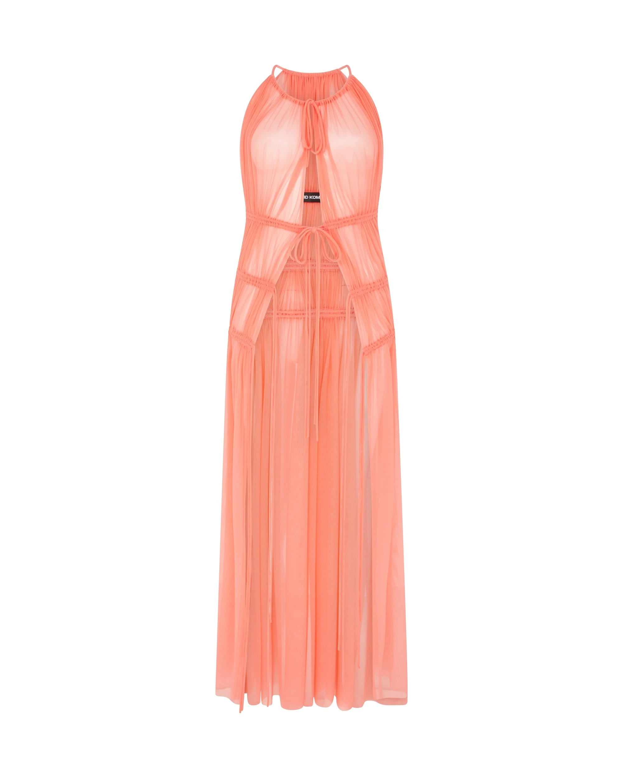 David Koma Ruched Halterneck Mesh Top David Koma Ruched Halterneck Mesh Top