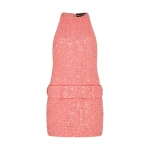 David Koma Sequin Boucle Halterneck Mini Dress