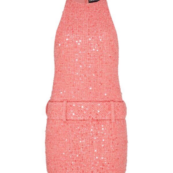 David Koma Sequin Boucle Halterneck Mini Dress