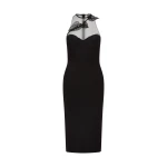 David Koma Thread Leaf Cluster Embroidery Midi Dress