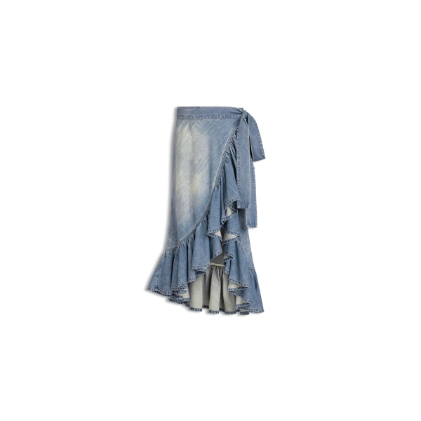 Alaia Denim Ruffle Skirt