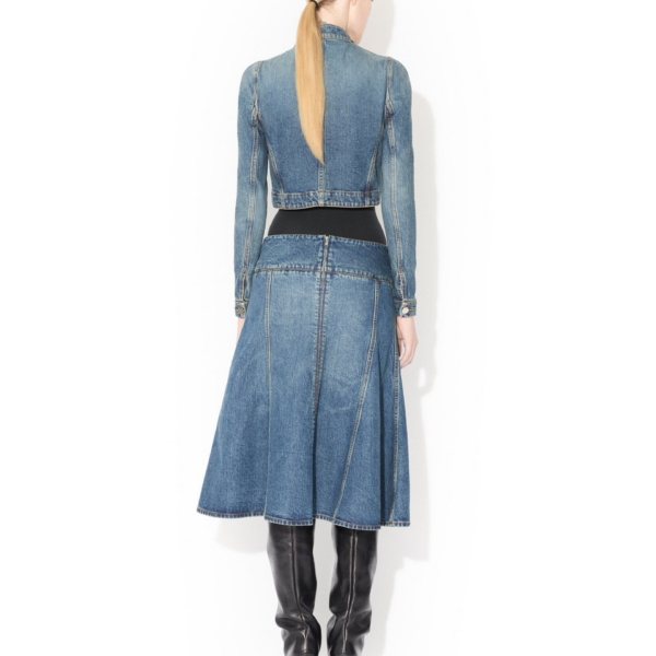 Alaïa Denim Slit Skirt - ALAÏA Skirts - Laser Cut Luxury - Shop at Coveti