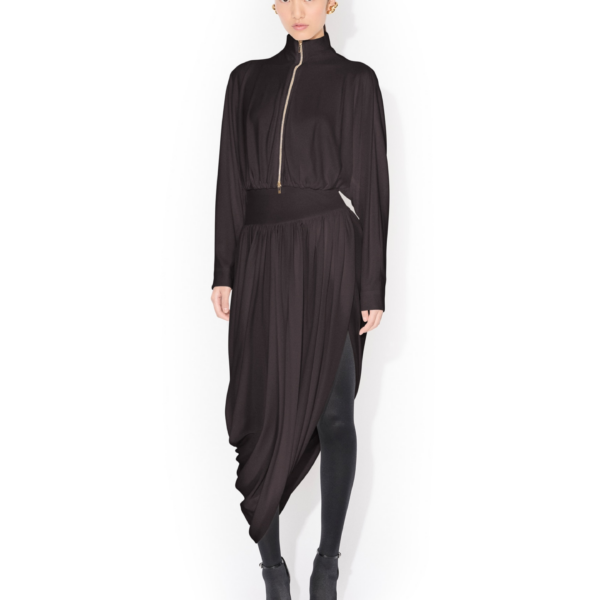 Alaïa Draped Matte Jersey Jacket - ALAÏA Jackets - Laser Cut Luxury - Shop at Coveti