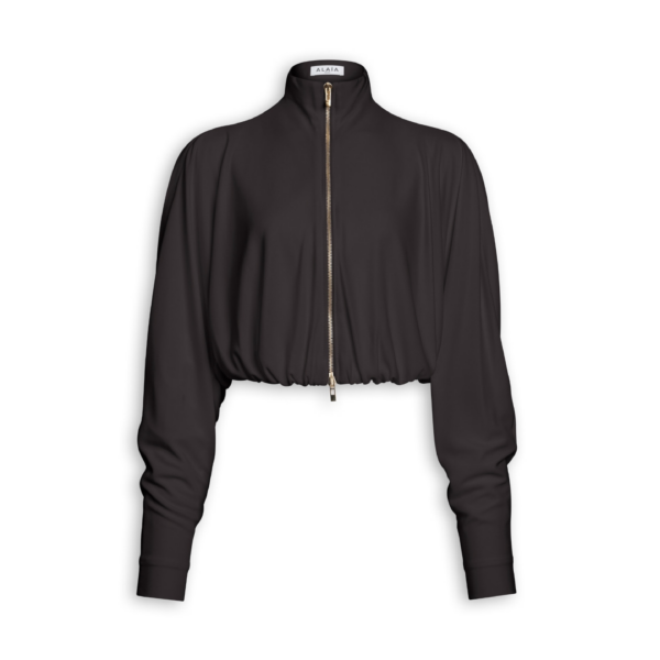 Alaïa Draped Matte Jersey Jacket - ALAÏA Jackets - Laser Cut Luxury - Shop at Coveti