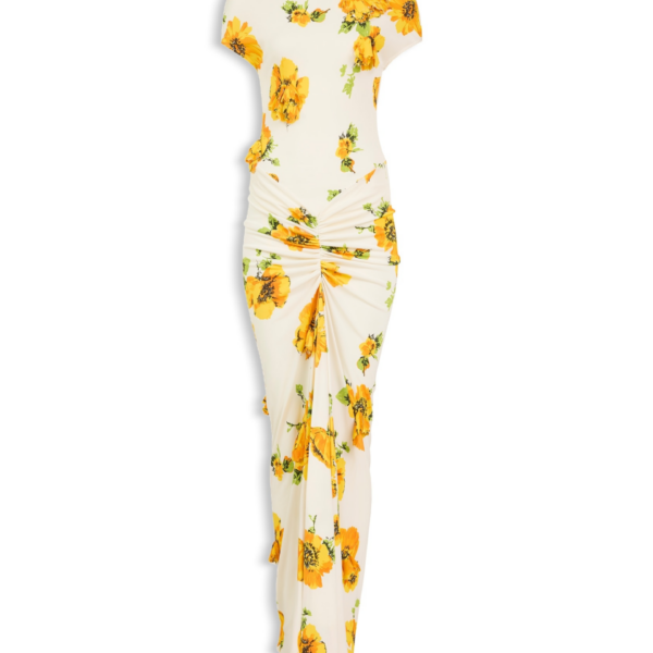 Alaïa Draped Printed Dress - ALAÏA Dresses - Laser Cut Luxury - Shop at Coveti