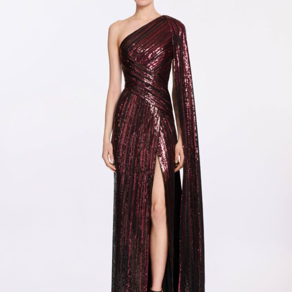 Elie Saab Asymmetrical Sequin Embroidered Dress in Multicolour featuring  – Luxury Designer Fashion at Coveti.