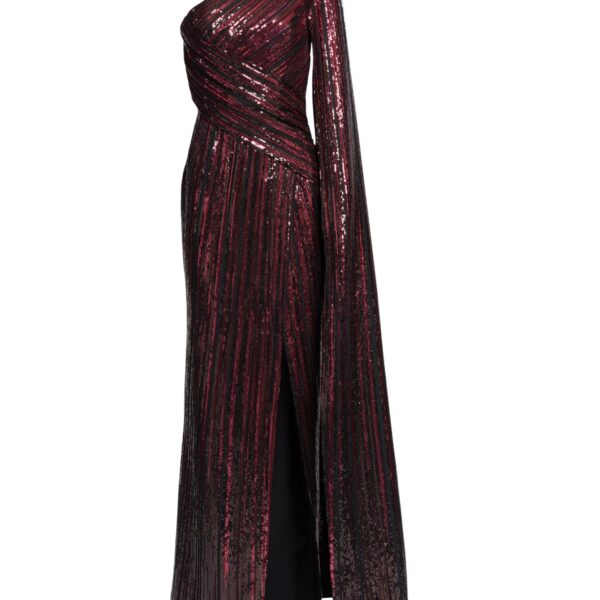Elie Saab Asymmetrical Sequin Embroidered Dress in Multicolour featuring  – Luxury Designer Fashion at Coveti.