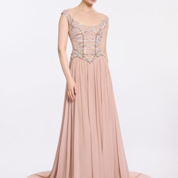 Elie Saab Bead Embroidered Corset Dress in Pink featuring  – Luxury Designer Fashion at Coveti.