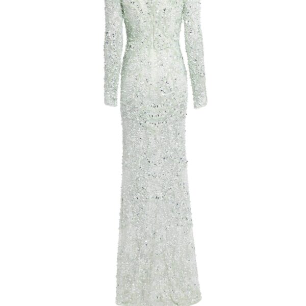 Elie Saab Bead Embroidered Gown in Green featuring  – Luxury Designer Fashion at Coveti.