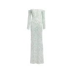 Elie Saab Bead Embroidered Gown in Green featuring  – Luxury Designer Fashion at Coveti.