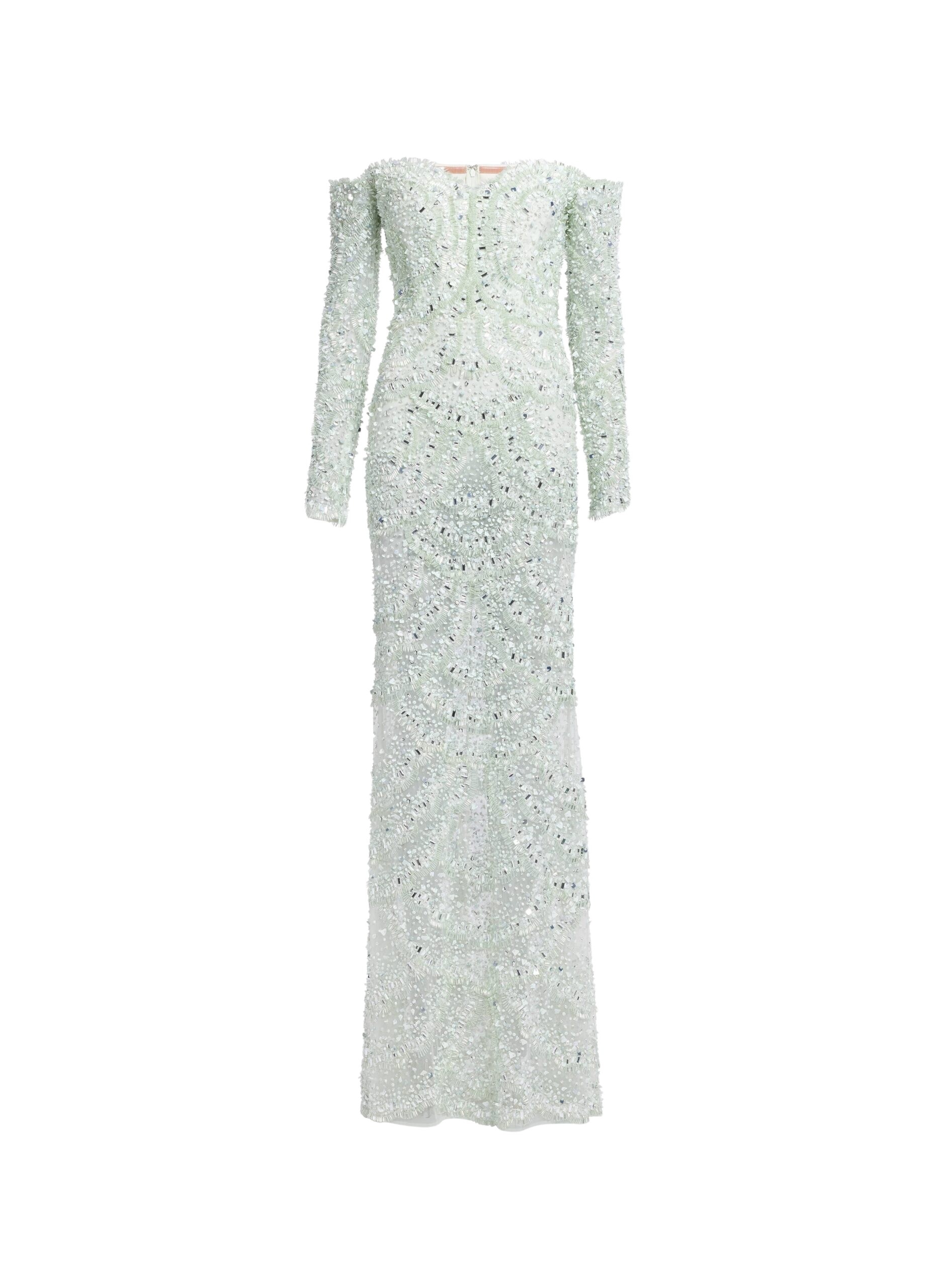 Elie Saab Bead Embroidered Gown in Green featuring  – Luxury Designer Fashion at Coveti.