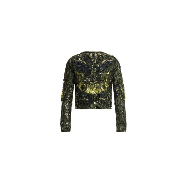 Elie Saab Bead Embroidered Jacket in Green featuring  – Luxury Designer Fashion at Coveti.
