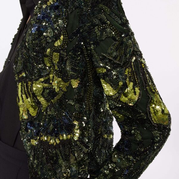 Elie Saab Bead Embroidered Jacket in Green featuring  – Luxury Designer Fashion at Coveti.