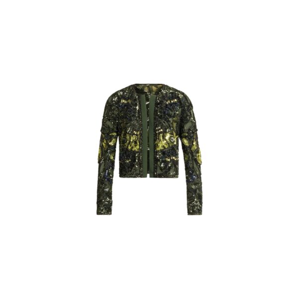 Elie Saab Bead Embroidered Jacket in Green featuring  – Luxury Designer Fashion at Coveti.