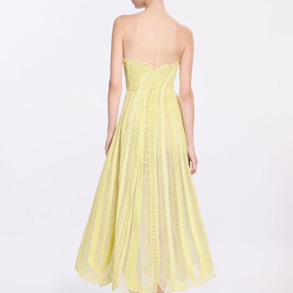 Elie Saab Bead Embroidered Midi Dress in Yellow featuring  – Luxury Designer Fashion at Coveti.