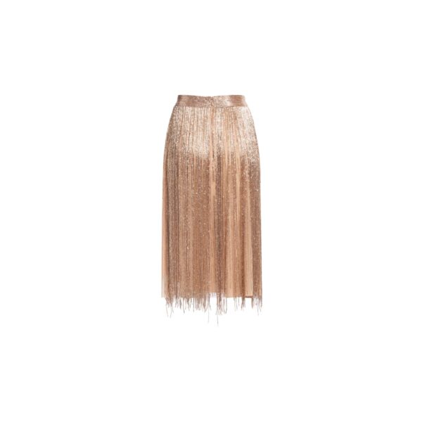 Elie Saab Bead Embroidered Midi Skirt in Neutrals featuring  – Luxury Designer Fashion at Coveti.