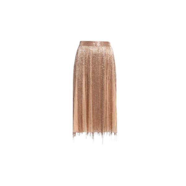 Elie Saab Bead Embroidered Midi Skirt in Neutrals featuring  – Luxury Designer Fashion at Coveti.