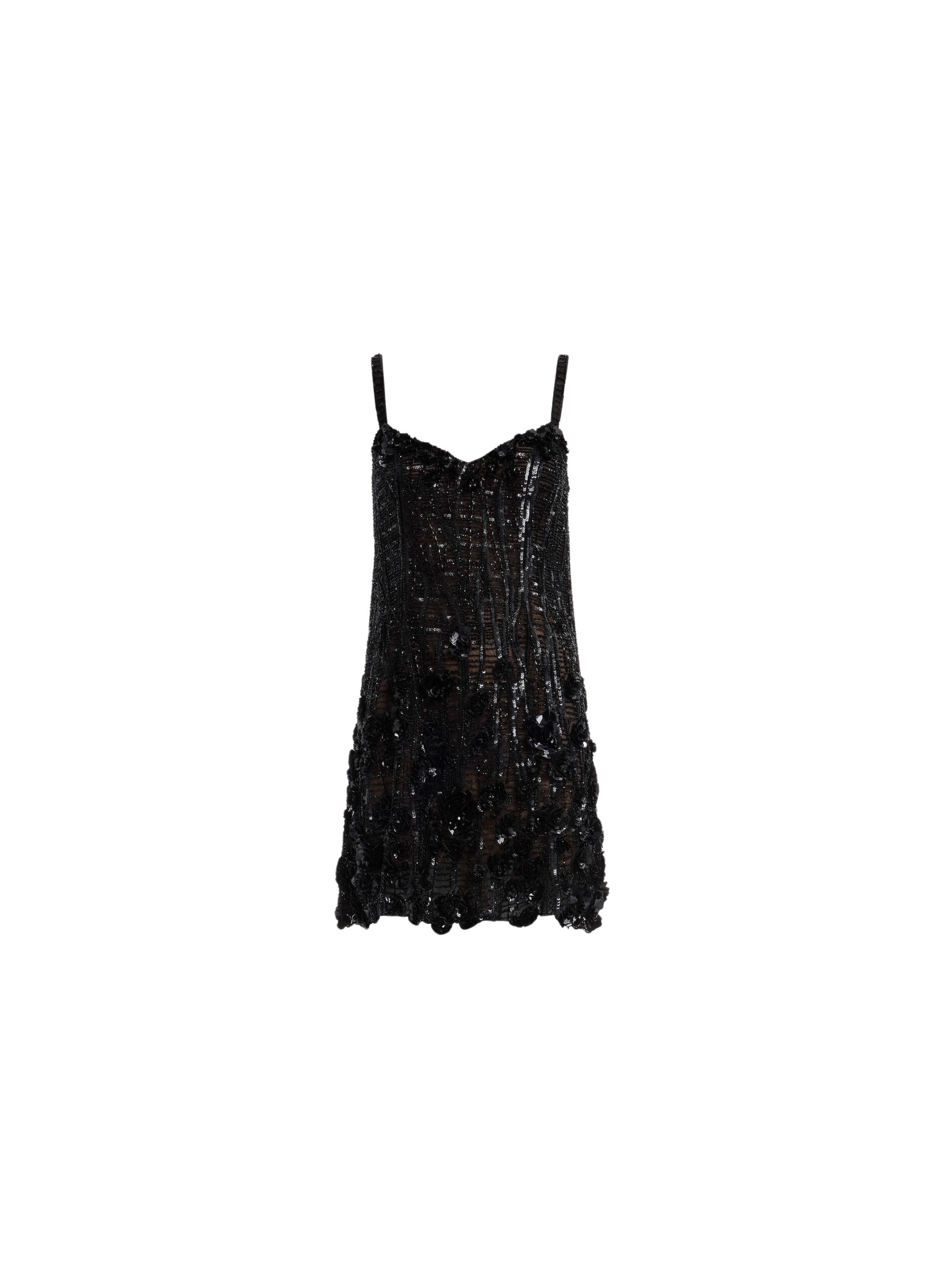 Elie Saab Bead Embroidered Short Dress in Black featuring  – Luxury Designer Fashion at Coveti.