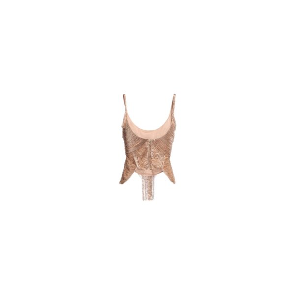 Elie Saab Bead Embroidered Top in Neutrals featuring  – Luxury Designer Fashion at Coveti.