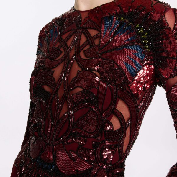 Elie Saab Bead Embroidered and Cady Jumpsuit in Red featuring  – Luxury Designer Fashion at Coveti.