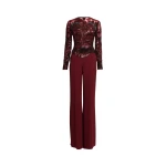 Elie Saab Bead Embroidered and Cady Jumpsuit in Red featuring  – Luxury Designer Fashion at Coveti.
