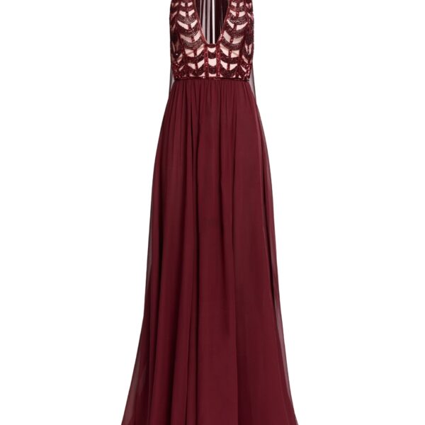 Elie Saab Bead Embroidered and Silk Long Dress in Red featuring  – Luxury Designer Fashion at Coveti.